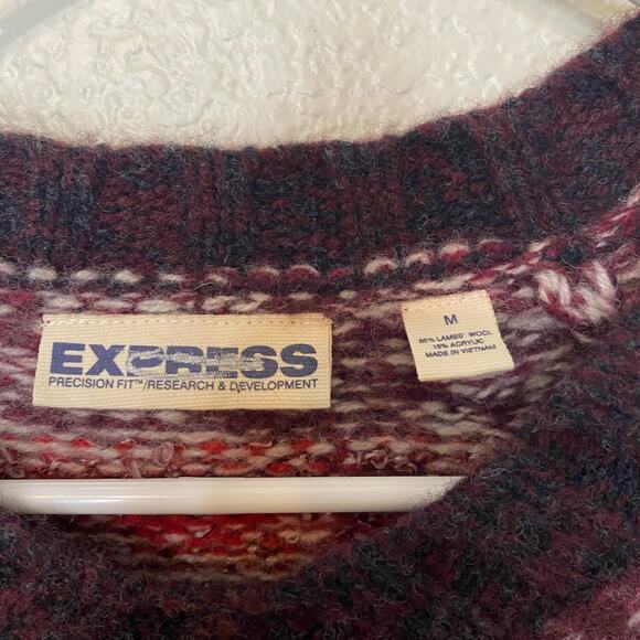 Vintage Express Mens Lambs Wool Blend V Neck Chunky Knit Sweater Size Medium - Picture 3 of 6
